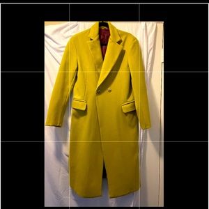 Ladies tailored wool coat. Beautiful green with plum colored lining.